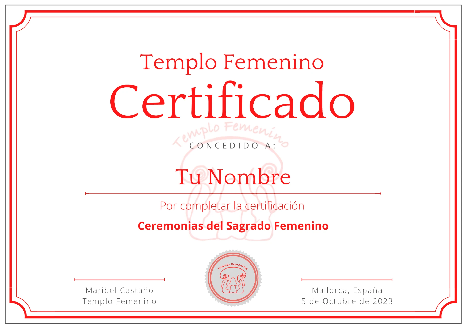 Certificación · Guía Ceremonias del Sagrado Femenino